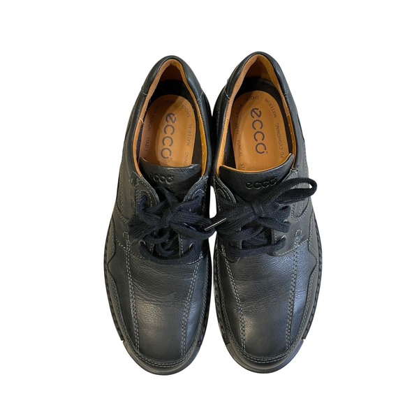 ECCO Mens Black Leather Moc Toe Oxfords Shoes Size 44 EU (10-10.5) Shock Point main image 6